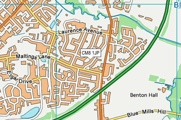 CM8 1JP map - OS VectorMap District (Ordnance Survey)