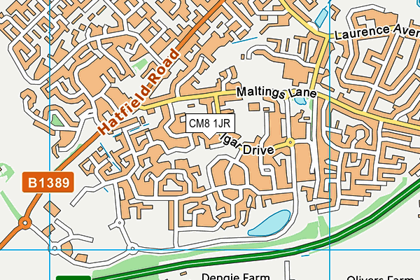 CM8 1JR map - OS VectorMap District (Ordnance Survey)