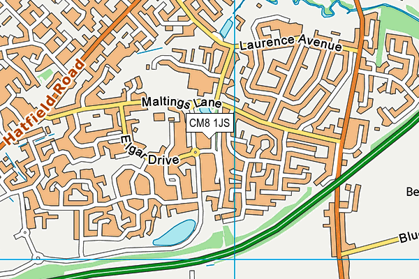 CM8 1JS map - OS VectorMap District (Ordnance Survey)