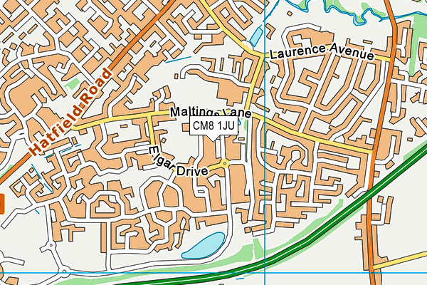 CM8 1JU map - OS VectorMap District (Ordnance Survey)