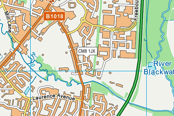 CM8 1JX map - OS VectorMap District (Ordnance Survey)