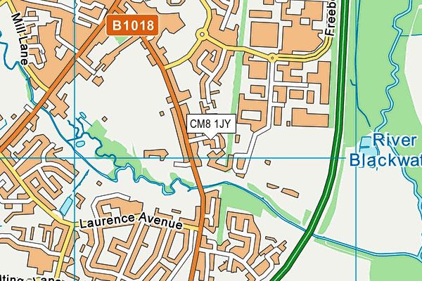 CM8 1JY map - OS VectorMap District (Ordnance Survey)