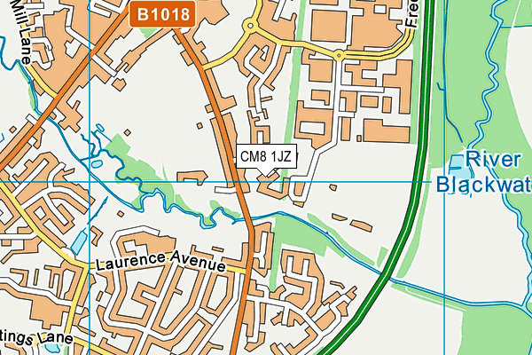 CM8 1JZ map - OS VectorMap District (Ordnance Survey)