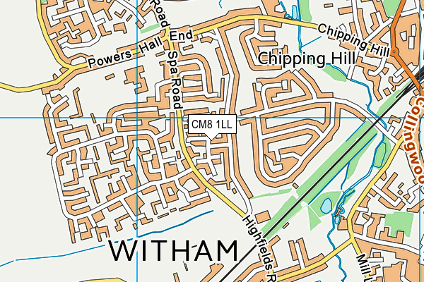 CM8 1LL map - OS VectorMap District (Ordnance Survey)