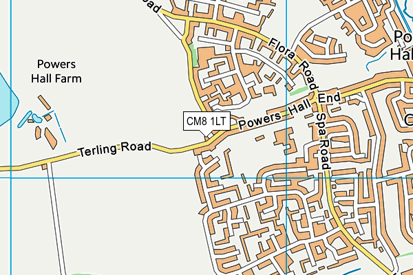 CM8 1LT map - OS VectorMap District (Ordnance Survey)