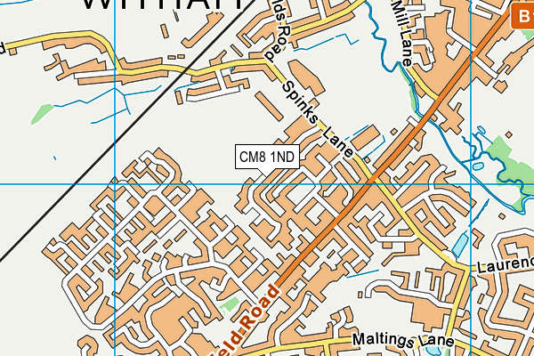 CM8 1ND map - OS VectorMap District (Ordnance Survey)