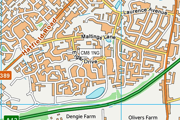 CM8 1NG map - OS VectorMap District (Ordnance Survey)