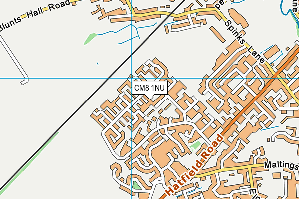 CM8 1NU map - OS VectorMap District (Ordnance Survey)