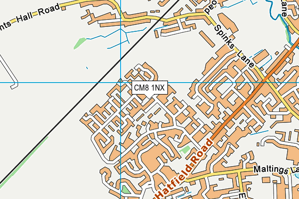 CM8 1NX map - OS VectorMap District (Ordnance Survey)