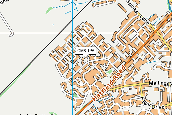 CM8 1PA map - OS VectorMap District (Ordnance Survey)