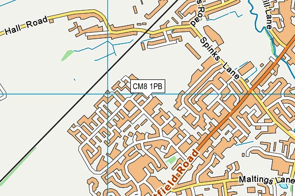CM8 1PB map - OS VectorMap District (Ordnance Survey)