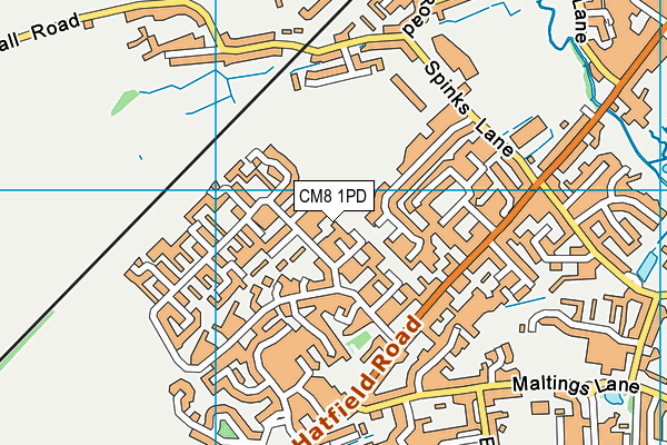 CM8 1PD map - OS VectorMap District (Ordnance Survey)