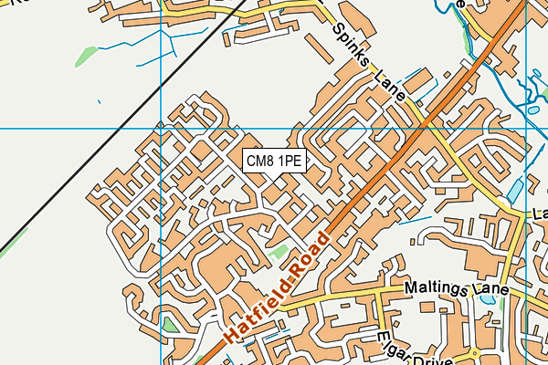 CM8 1PE map - OS VectorMap District (Ordnance Survey)