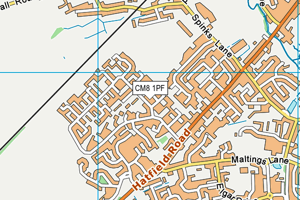 CM8 1PF map - OS VectorMap District (Ordnance Survey)