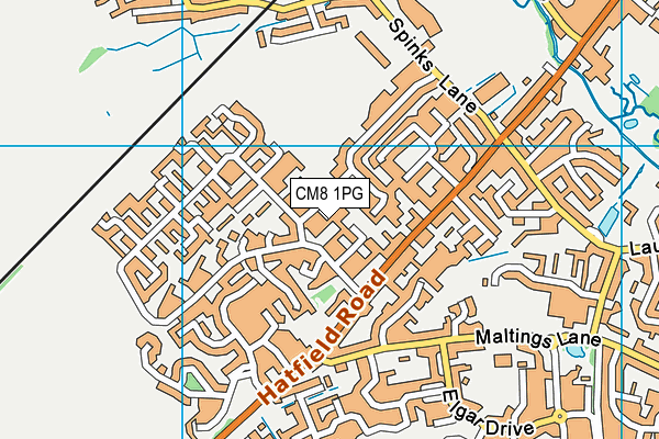 CM8 1PG map - OS VectorMap District (Ordnance Survey)