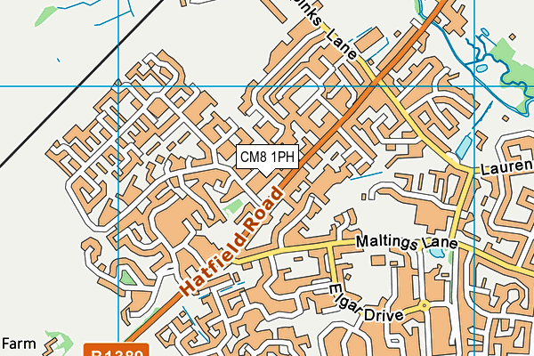 CM8 1PH map - OS VectorMap District (Ordnance Survey)