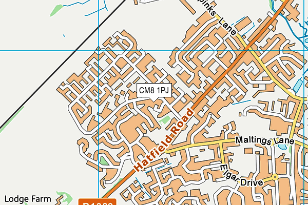 CM8 1PJ map - OS VectorMap District (Ordnance Survey)