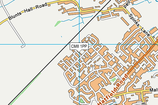 CM8 1PP map - OS VectorMap District (Ordnance Survey)