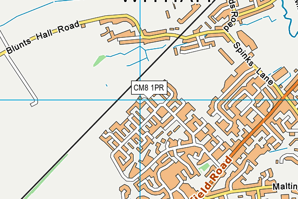 CM8 1PR map - OS VectorMap District (Ordnance Survey)