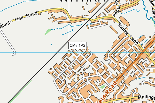 CM8 1PS map - OS VectorMap District (Ordnance Survey)