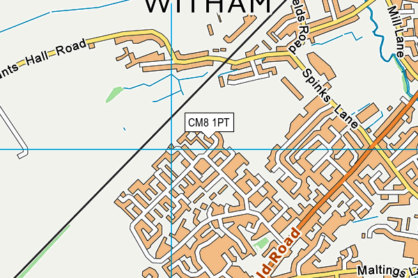 CM8 1PT map - OS VectorMap District (Ordnance Survey)