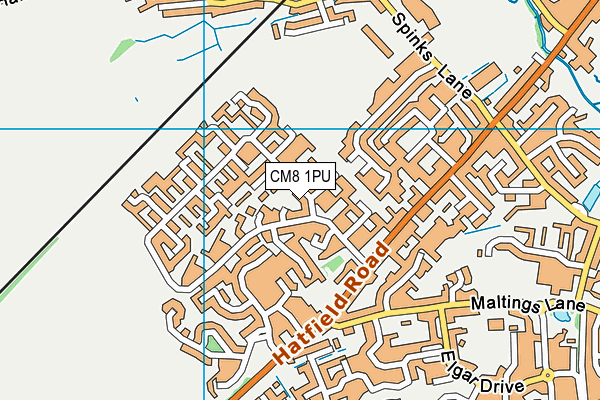 CM8 1PU map - OS VectorMap District (Ordnance Survey)