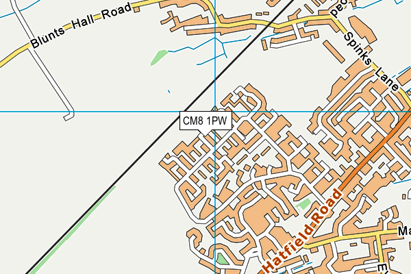 CM8 1PW map - OS VectorMap District (Ordnance Survey)