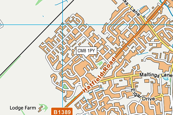 CM8 1PY map - OS VectorMap District (Ordnance Survey)