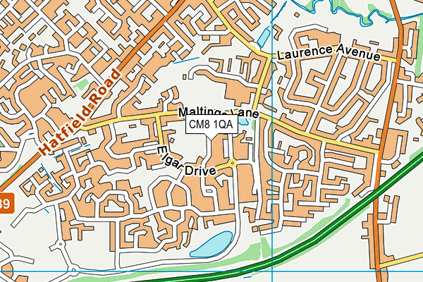 CM8 1QA map - OS VectorMap District (Ordnance Survey)