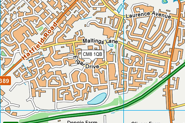 CM8 1QB map - OS VectorMap District (Ordnance Survey)