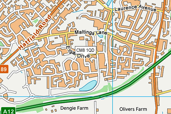 CM8 1QD map - OS VectorMap District (Ordnance Survey)