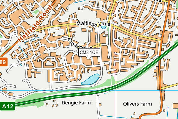 CM8 1QE map - OS VectorMap District (Ordnance Survey)