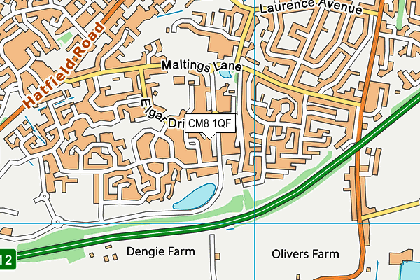 CM8 1QF map - OS VectorMap District (Ordnance Survey)