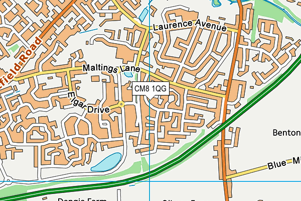 CM8 1QG map - OS VectorMap District (Ordnance Survey)