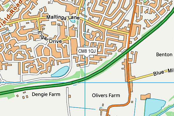 CM8 1QJ map - OS VectorMap District (Ordnance Survey)