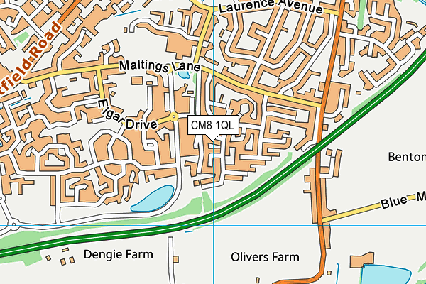 CM8 1QL map - OS VectorMap District (Ordnance Survey)