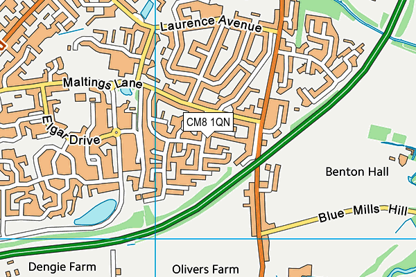 CM8 1QN map - OS VectorMap District (Ordnance Survey)