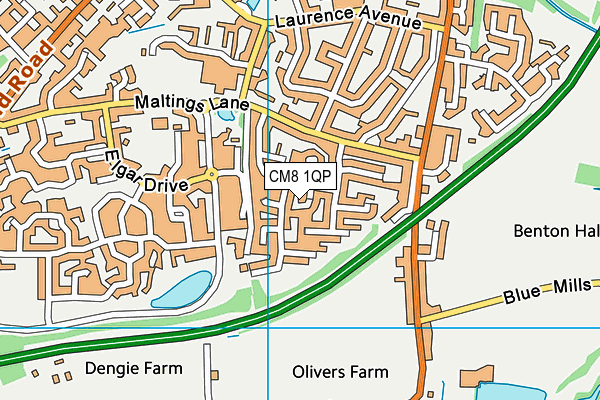 CM8 1QP map - OS VectorMap District (Ordnance Survey)