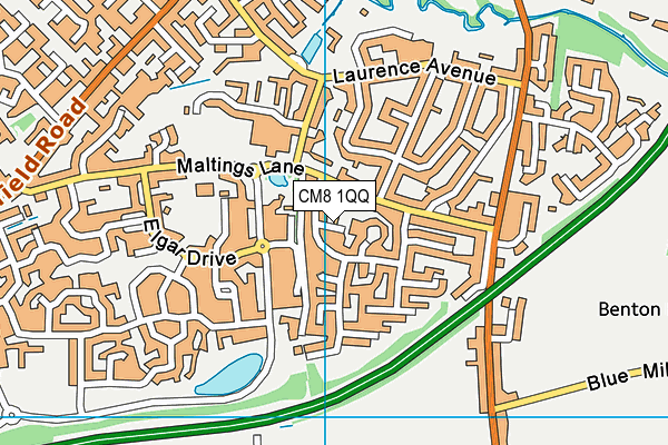 CM8 1QQ map - OS VectorMap District (Ordnance Survey)