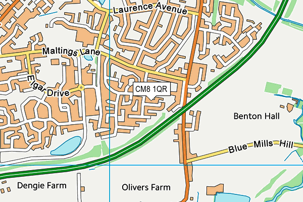 CM8 1QR map - OS VectorMap District (Ordnance Survey)