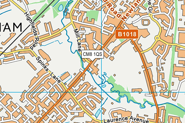 CM8 1QS map - OS VectorMap District (Ordnance Survey)