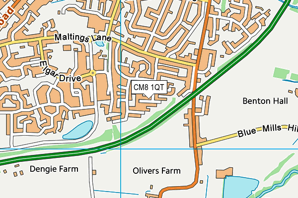 CM8 1QT map - OS VectorMap District (Ordnance Survey)