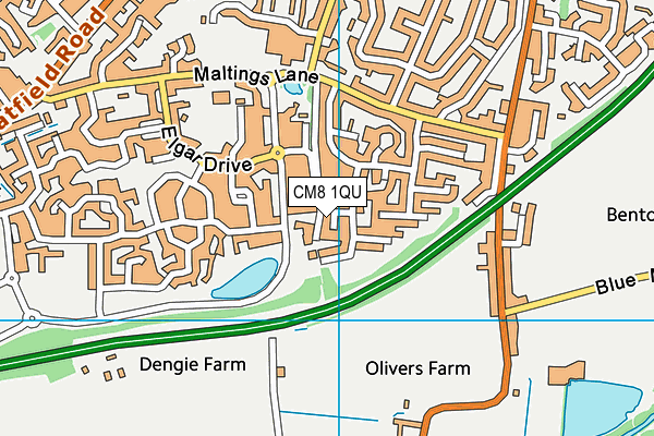 CM8 1QU map - OS VectorMap District (Ordnance Survey)