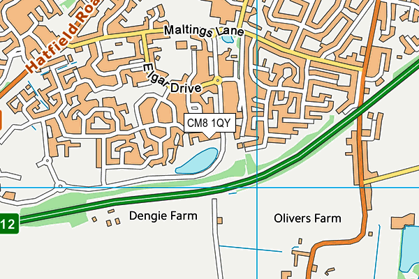 CM8 1QY map - OS VectorMap District (Ordnance Survey)