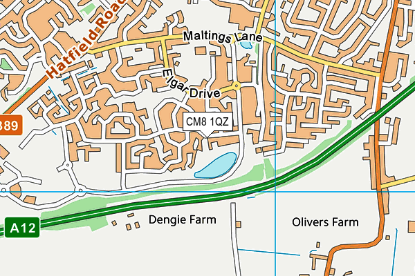 CM8 1QZ map - OS VectorMap District (Ordnance Survey)