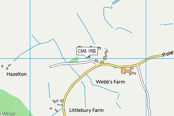 CM8 1RB map - OS VectorMap District (Ordnance Survey)