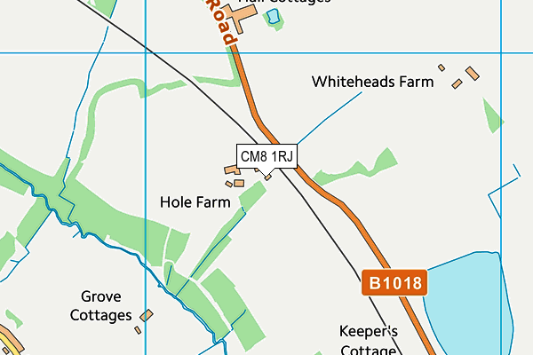 CM8 1RJ map - OS VectorMap District (Ordnance Survey)