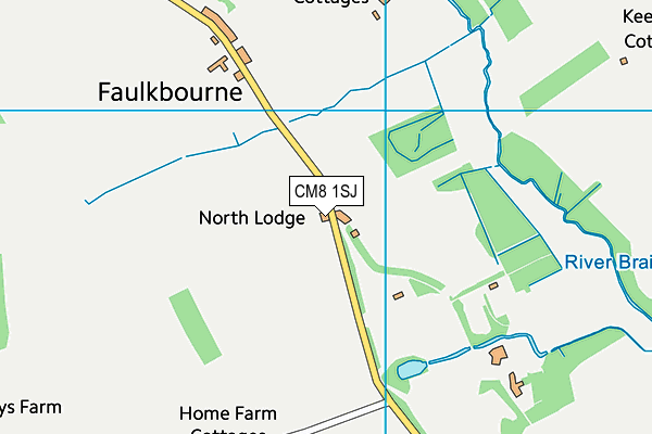 CM8 1SJ map - OS VectorMap District (Ordnance Survey)