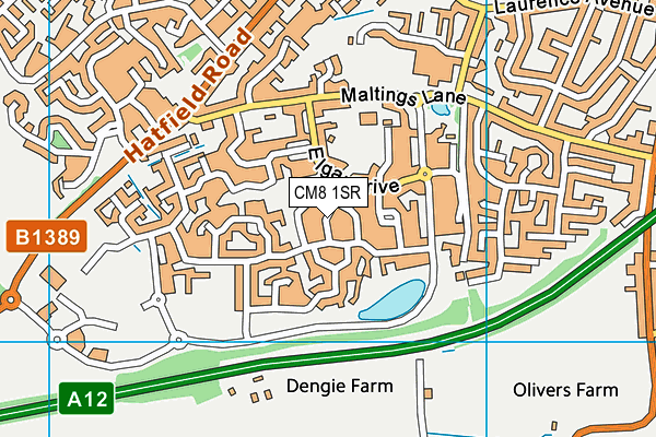 CM8 1SR map - OS VectorMap District (Ordnance Survey)