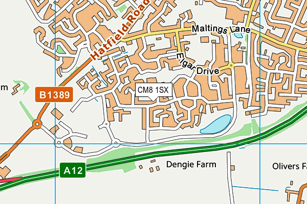 CM8 1SX map - OS VectorMap District (Ordnance Survey)
